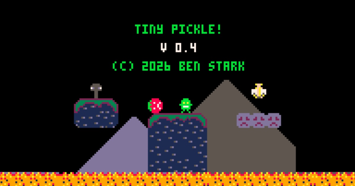 Screenshot of title screen of Tiny Pickle 0.4
