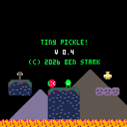 Screenshot of the Tiny Pickle title screen showing version 0.4